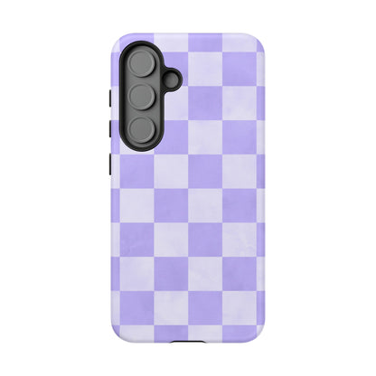 Lavender Checkerboard Samsung Galaxy Case – Shockproof, Smooth Matte Finish, Dual-Layer Design