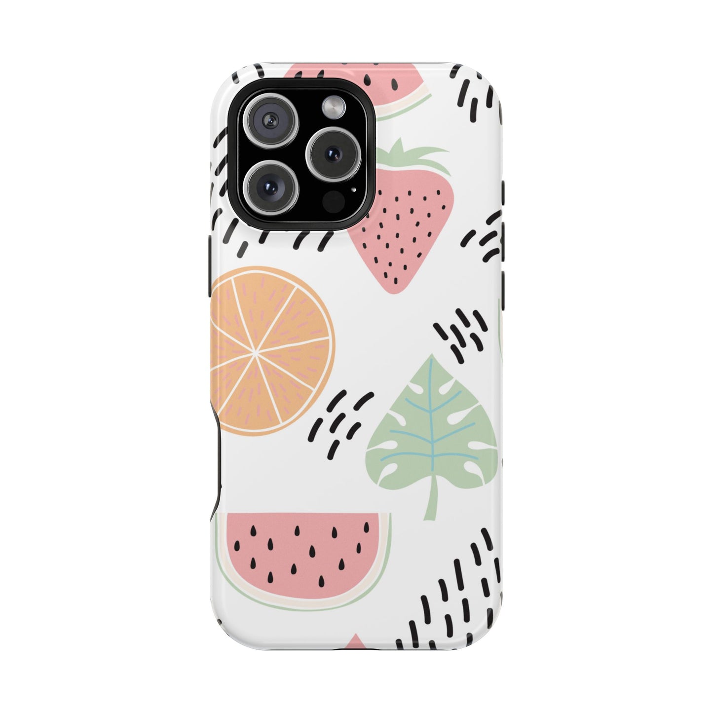 Tropical Fruit Fiesta Tough MagSafe iPhone Case – Fun Watermelon, Pineapple, and Citrus Design