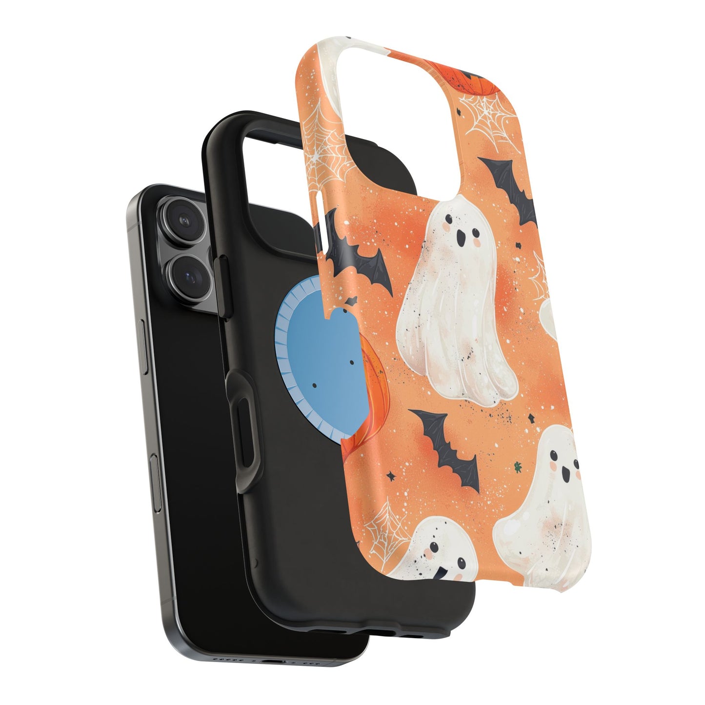 Spooky Cute Ghost MagSafe iPhone Case – Halloween Ghosts, Pumpkins, Bats & Cobwebs Design