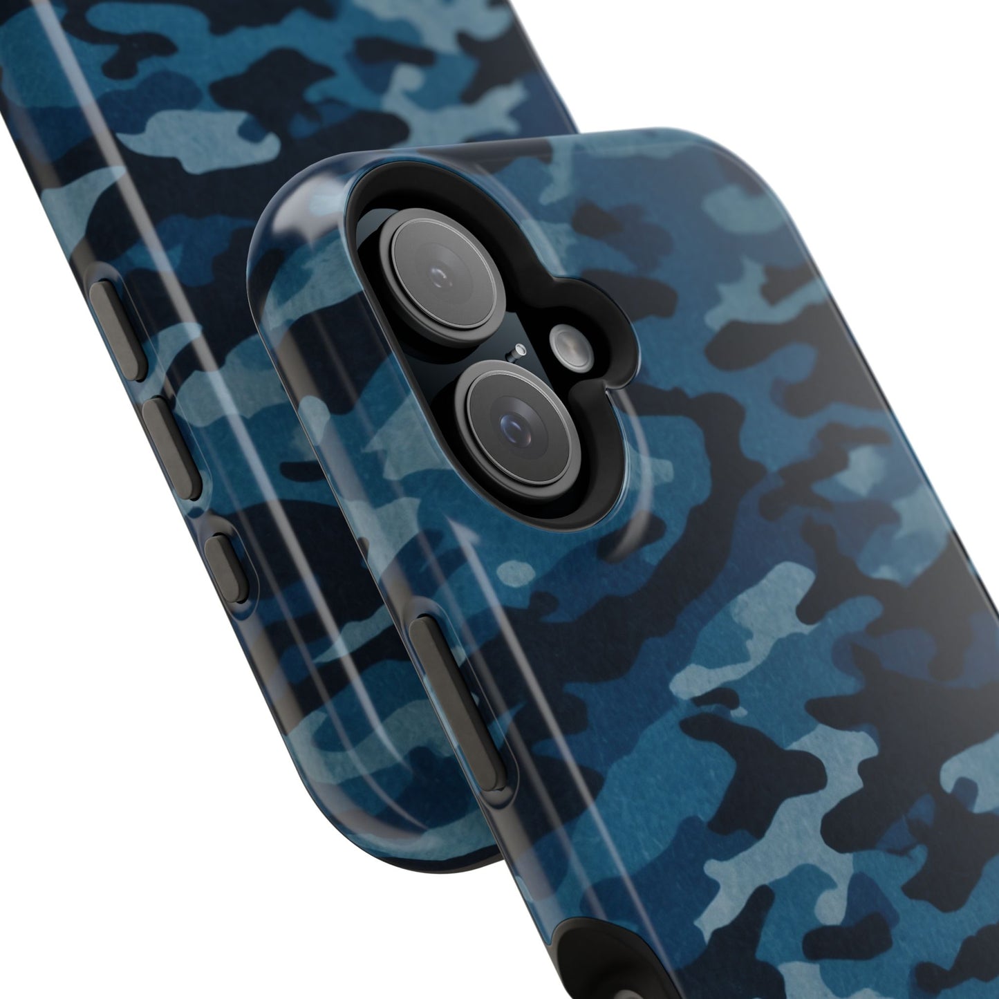 Dark Blue Camouflage – MagSafe iPhone Case with Modern Rugged Style