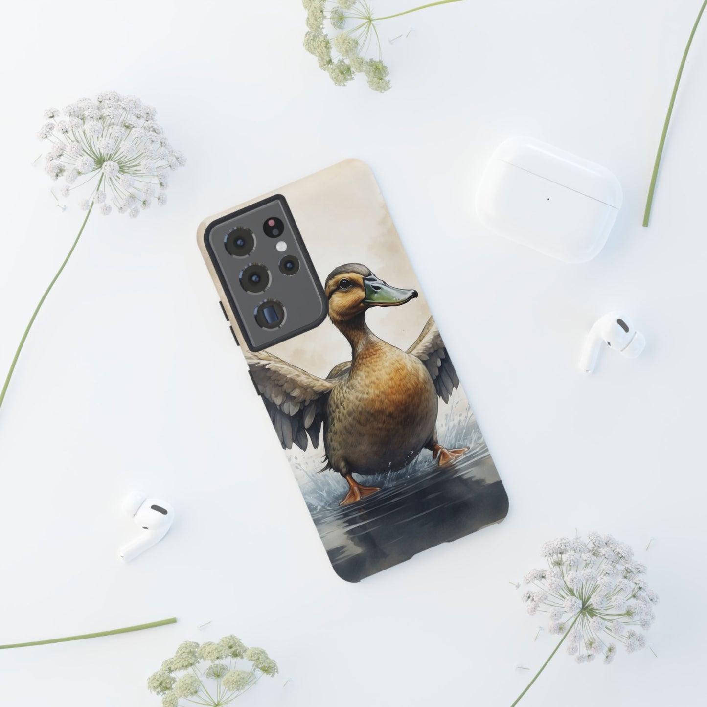 Graceful Duck in Watercolor Scene - Samsung Galaxy Case