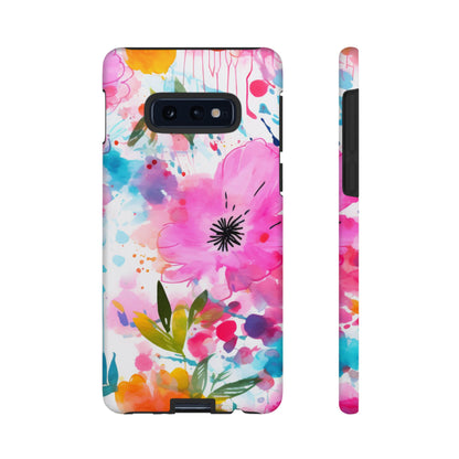 Color Splash Pink & Orange Watercolor Floral - Samsung Galaxy Case