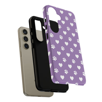 Lavender Paw Prints & Hearts Design - Adorable Pet Lover Samsung Galaxy Case