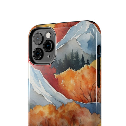 Autumn Mountain Forest Watercolor - iPhone Case