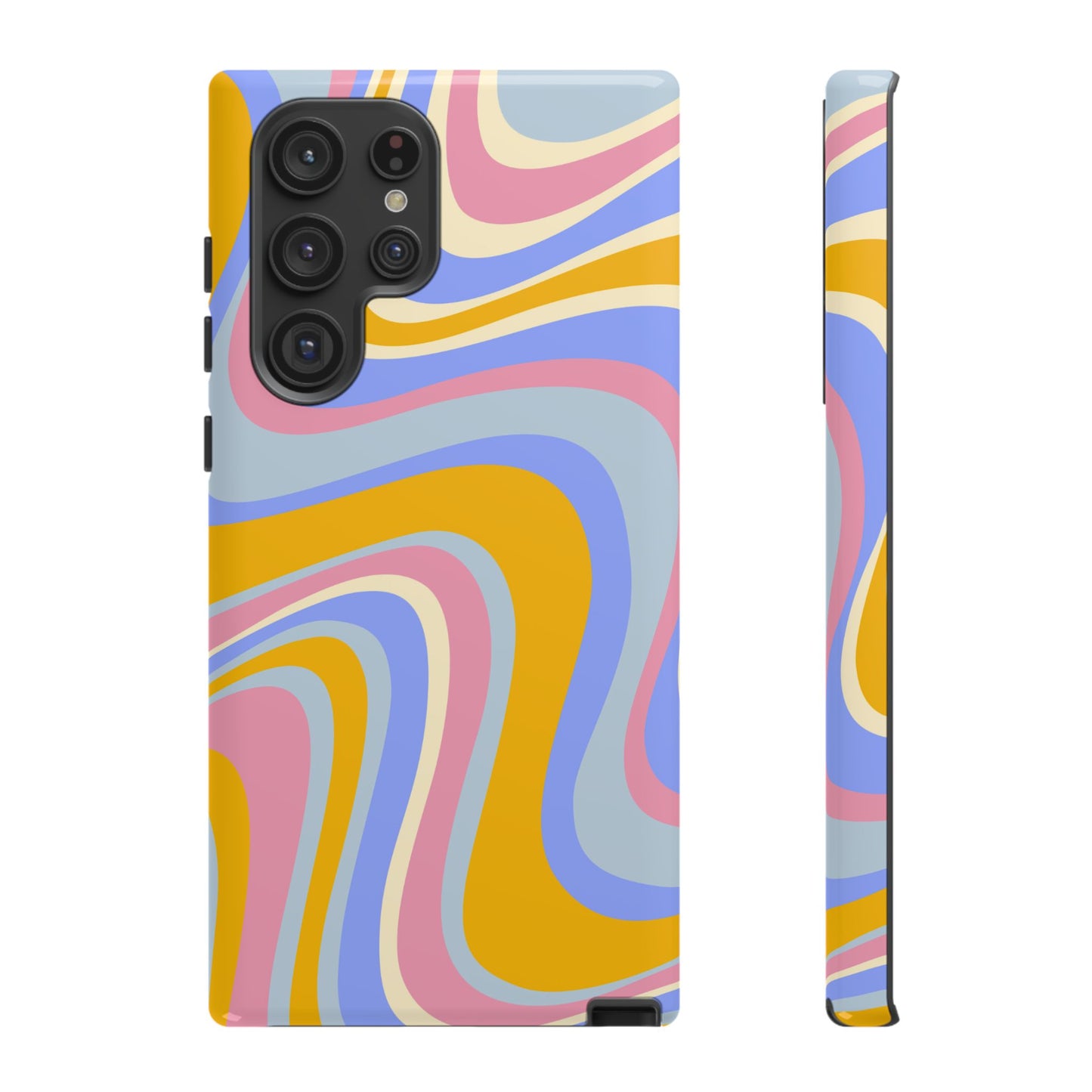 Groovy Pastel Waves Samsung Galaxy Case – 70s-Inspired Design with Dual-Layer Protection