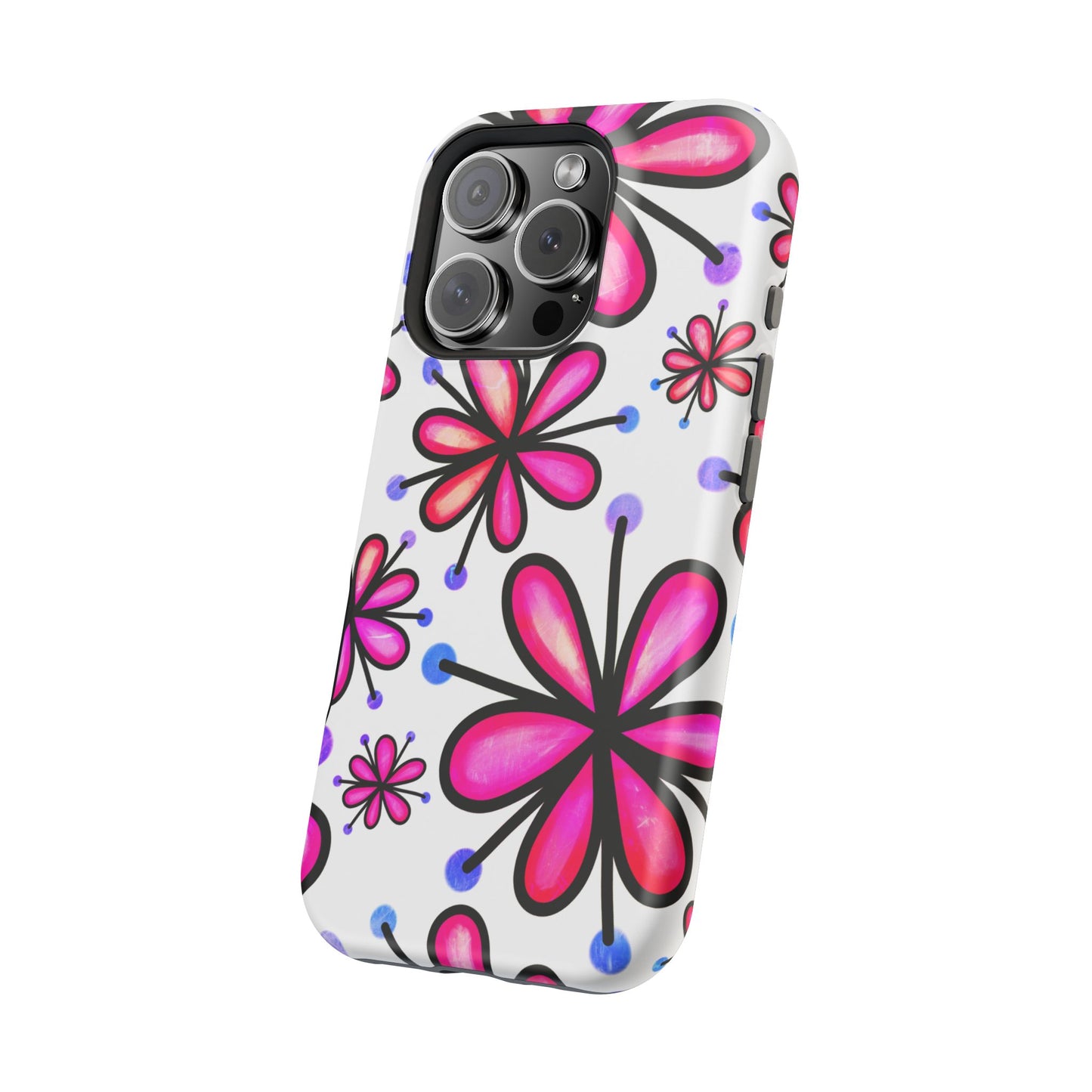 Pink Retro Bloom MagSafe iPhone Case – Ultra-Slim Design, Glossy Finish