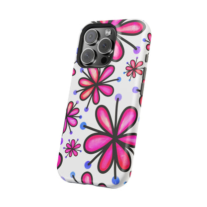 Pink Retro Bloom MagSafe iPhone Case – Ultra-Slim Design, Glossy Finish