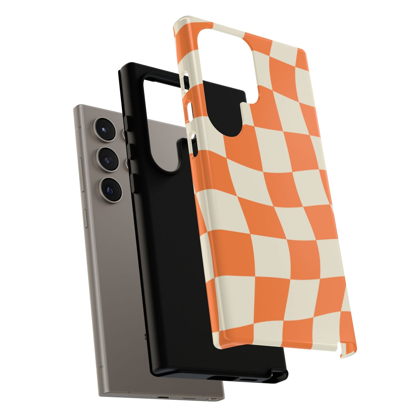 Wavy Retro Checkerboard Samsung Galaxy Case – Shockproof, Matte Finish, Dual-Layer Protection