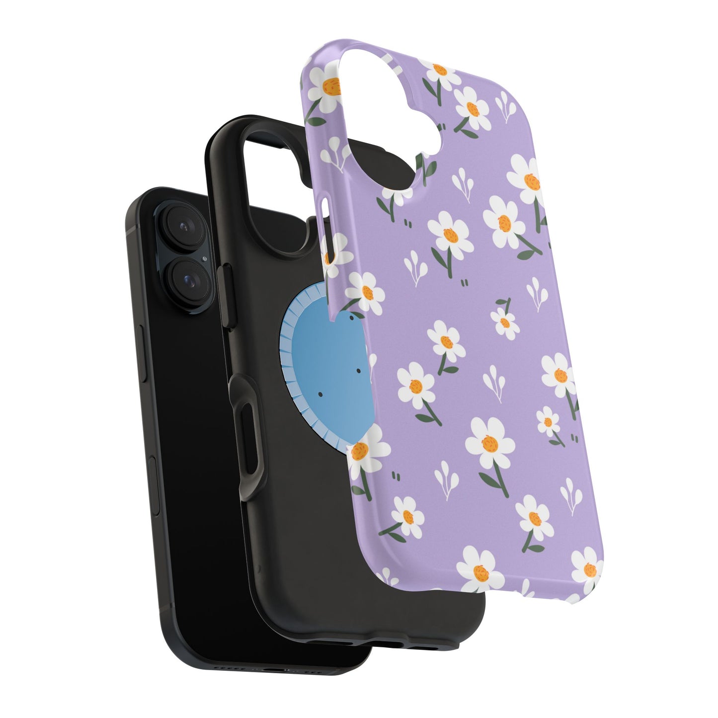 Purple Daisy Garden MagSafe  iPhone Case – Soft Lavender Background, Shockproof Protection with Slim Fit