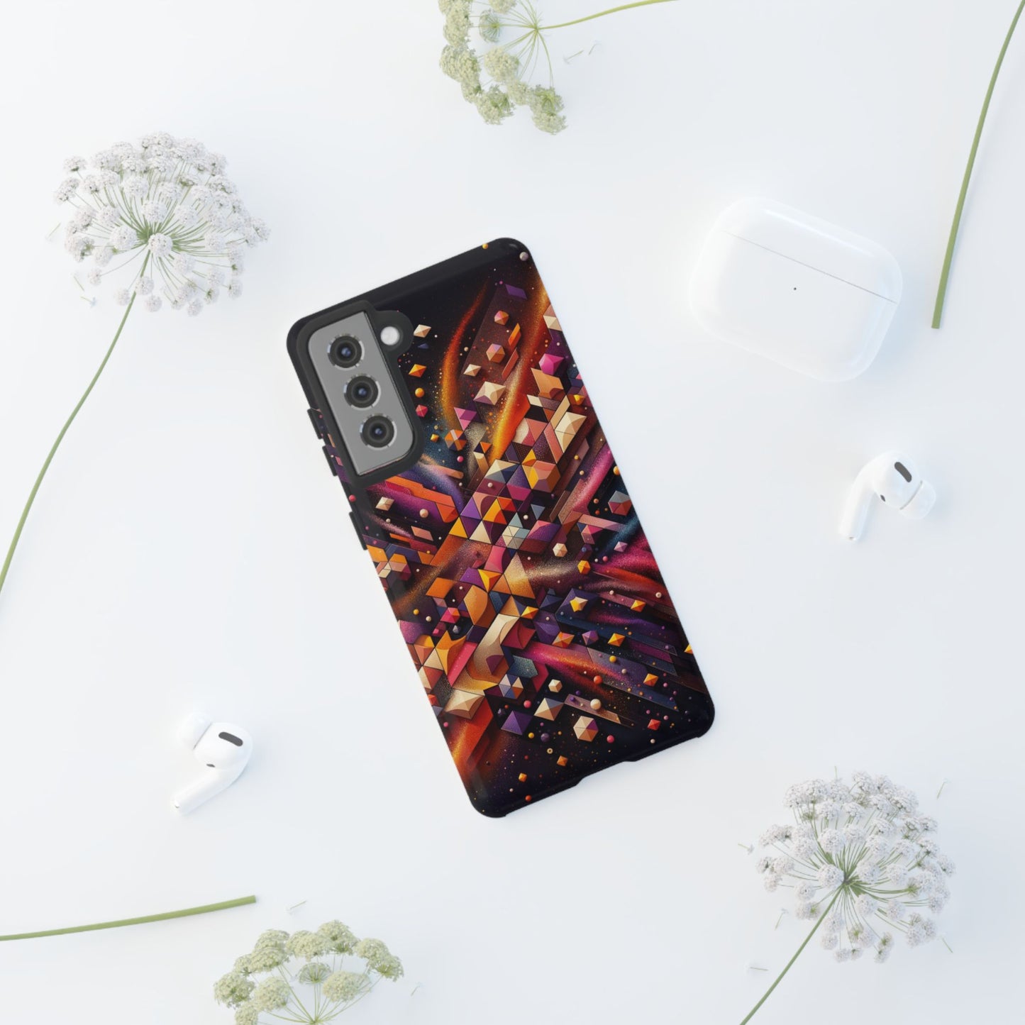 Vibrant Geometric Case | Futuristic Cosmic Art