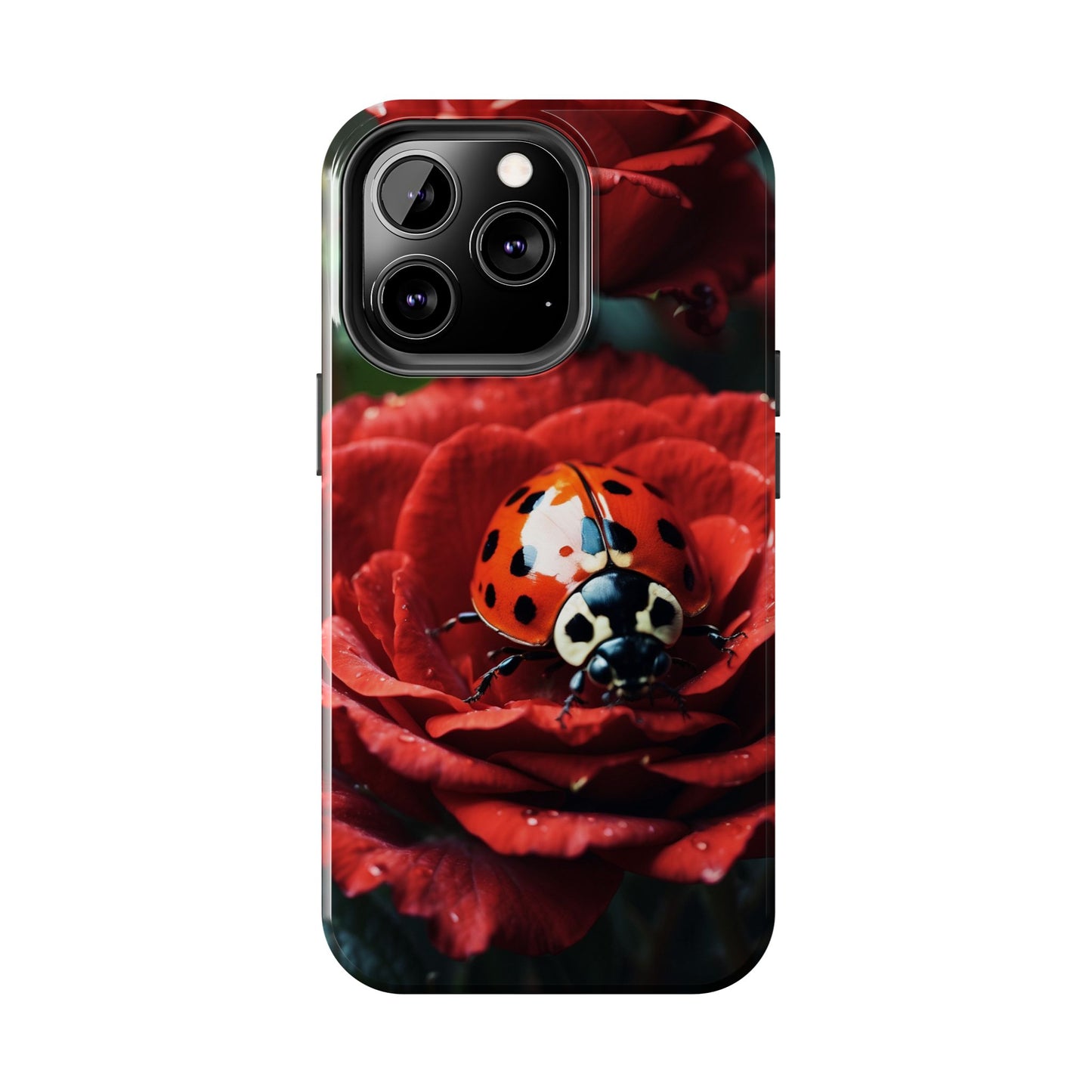 Elegant Rose & Ladybug Charm - iPhone Series Case