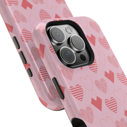 Striped Hearts MagSafe iPhone Case