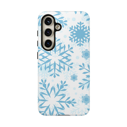 Frosty Blue Snowflakes Samsung Galaxy Case – Shockproof, Smooth Matte Finish, Dual-Layer Design