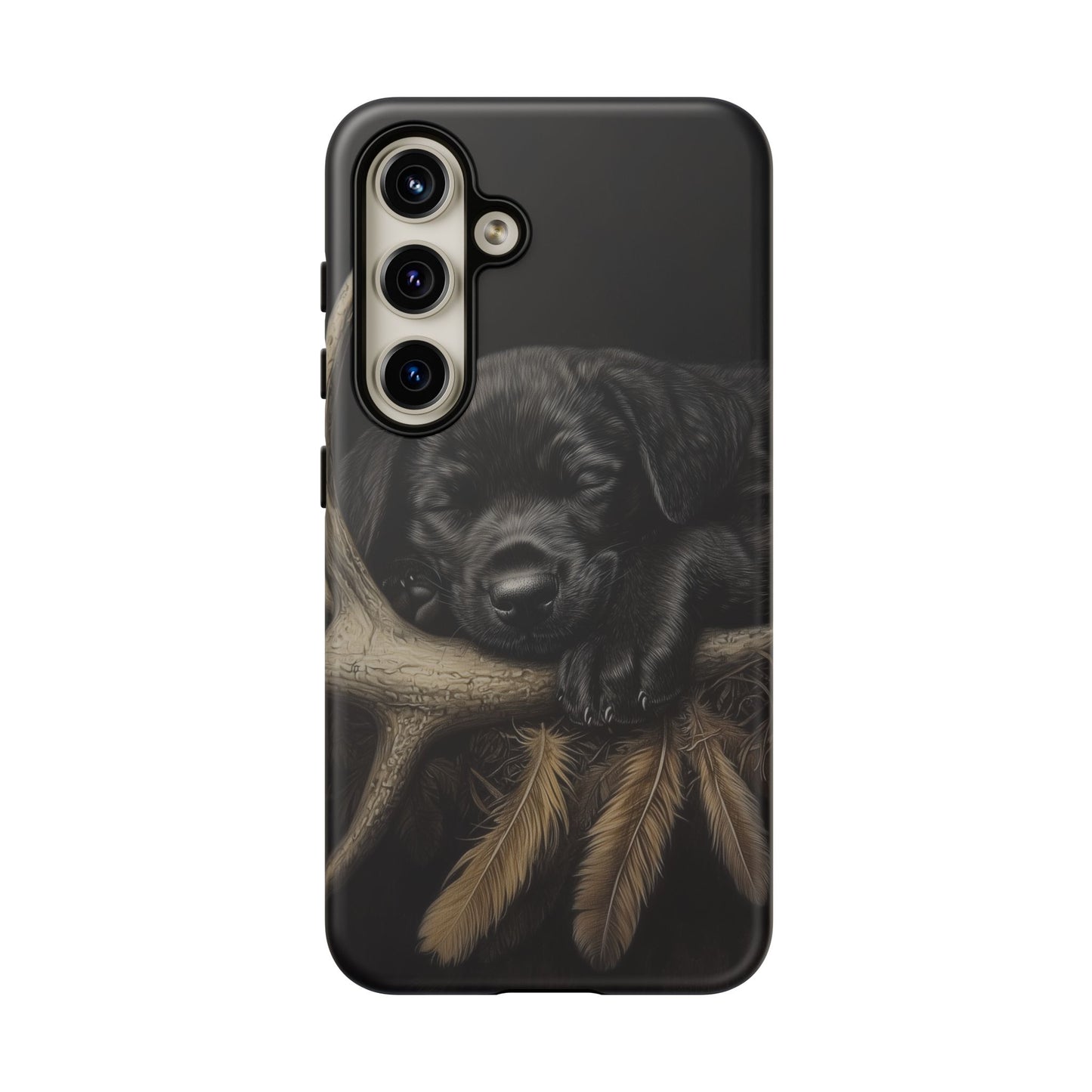 Adorable Black Labrador Puppy on Feathers Samsung Galaxy Case