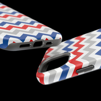 Patriotic Red, White & Blue Chevron – MagSafe Compatible iPhone Case