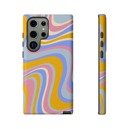 Groovy Pastel Waves Samsung Galaxy Case – 70s-Inspired Design with Dual-Layer Protection