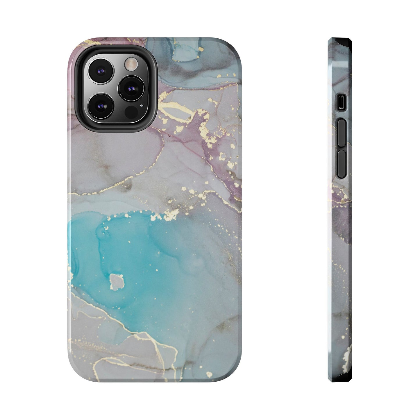 Sky Blue & Purple Marble Wave – iPhone Case with Fluid Swirl Pattern