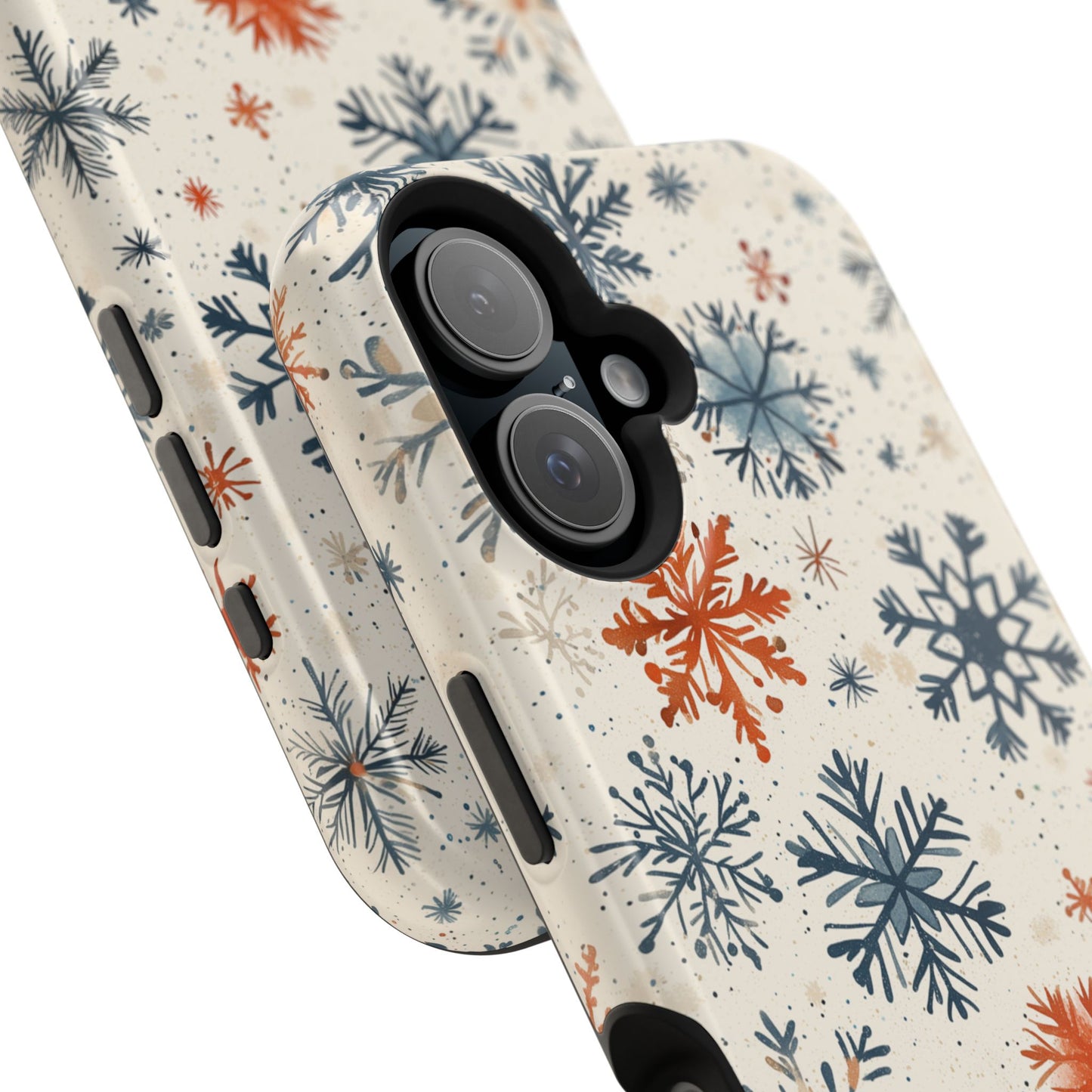 Rustic Orange and Blue Snowflake Pattern – MagSafe iPhone Series Case