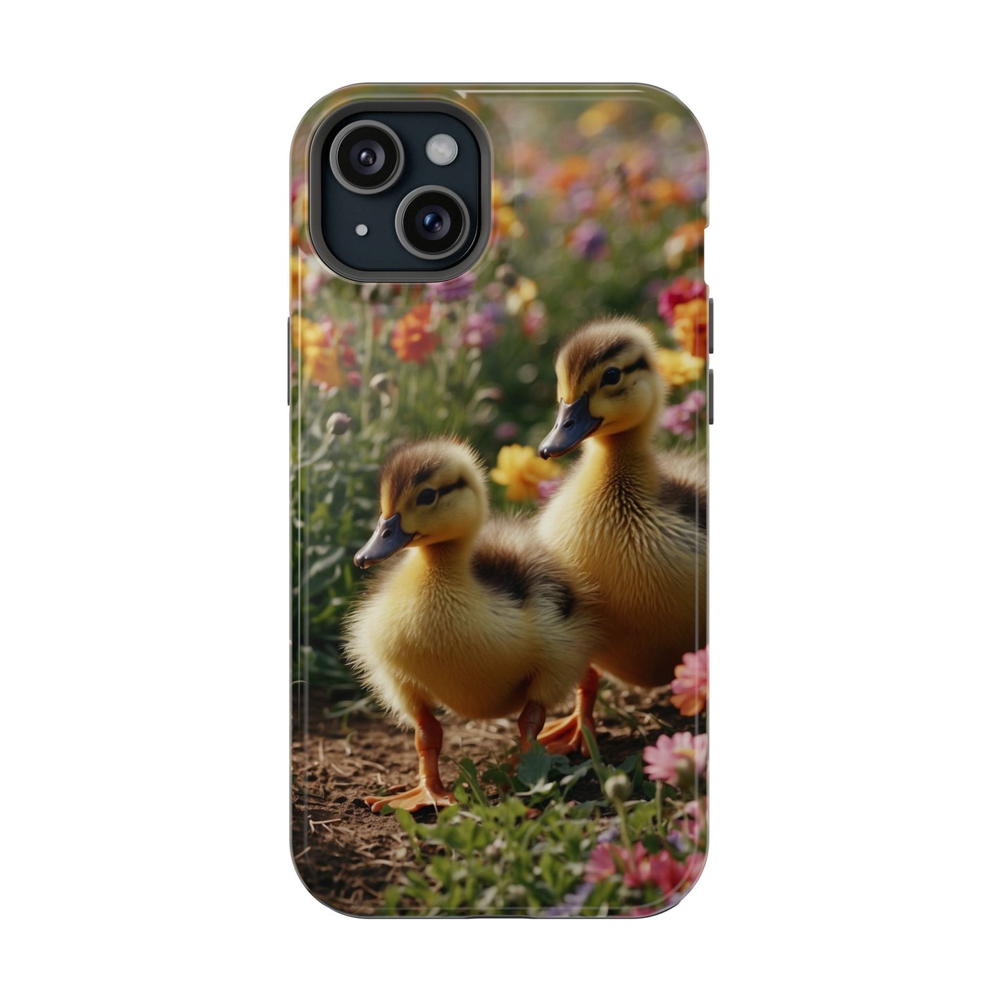 Charming Ducklings in Floral Garden - MagSafe iPhone Case