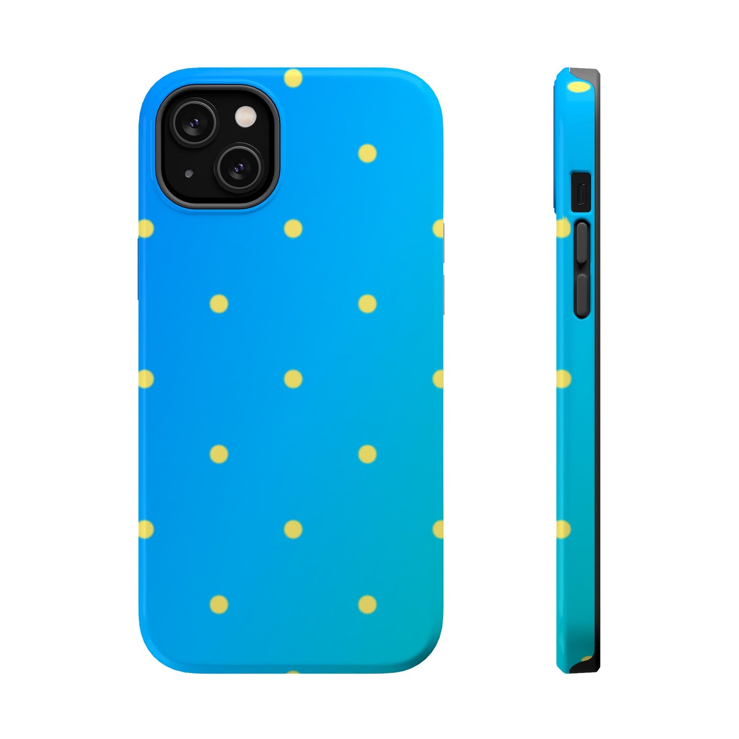 Blue Ocean Gradient Polka Dots MagSafe iPhone Case – Shockproof, Smooth Matte Finish, Dual-Layer Design