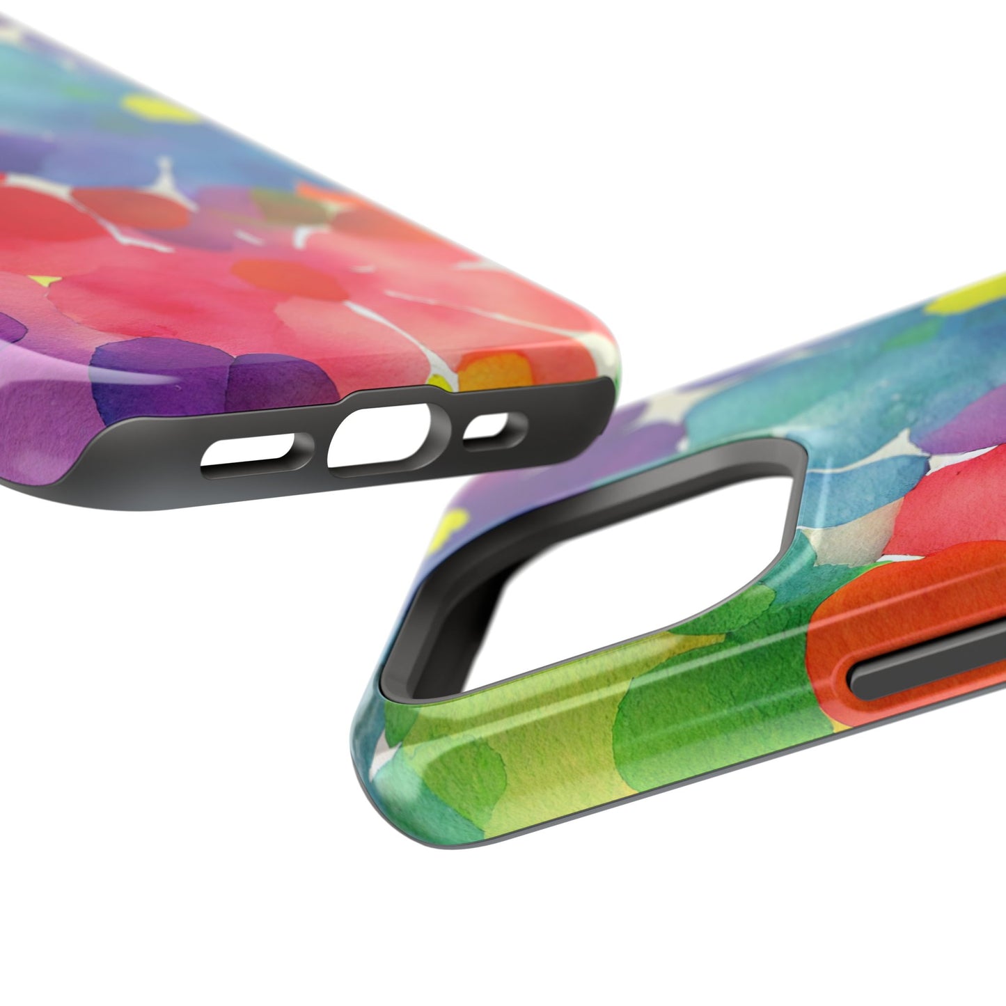 Rainbow Bloom Watercolor MagSafe iPhone Case – Slim Design, Glossy Finish