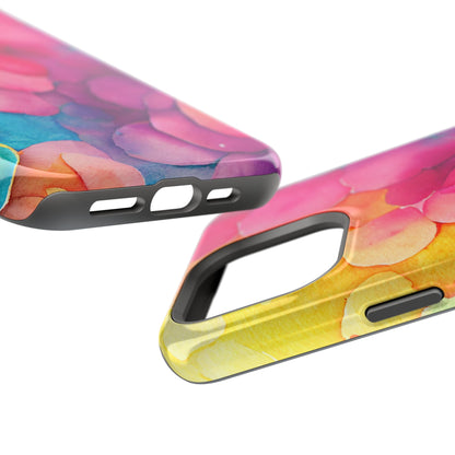 Sunset Petals Watercolor MagSafe iPhone Case – Slim Design, Glossy Finish