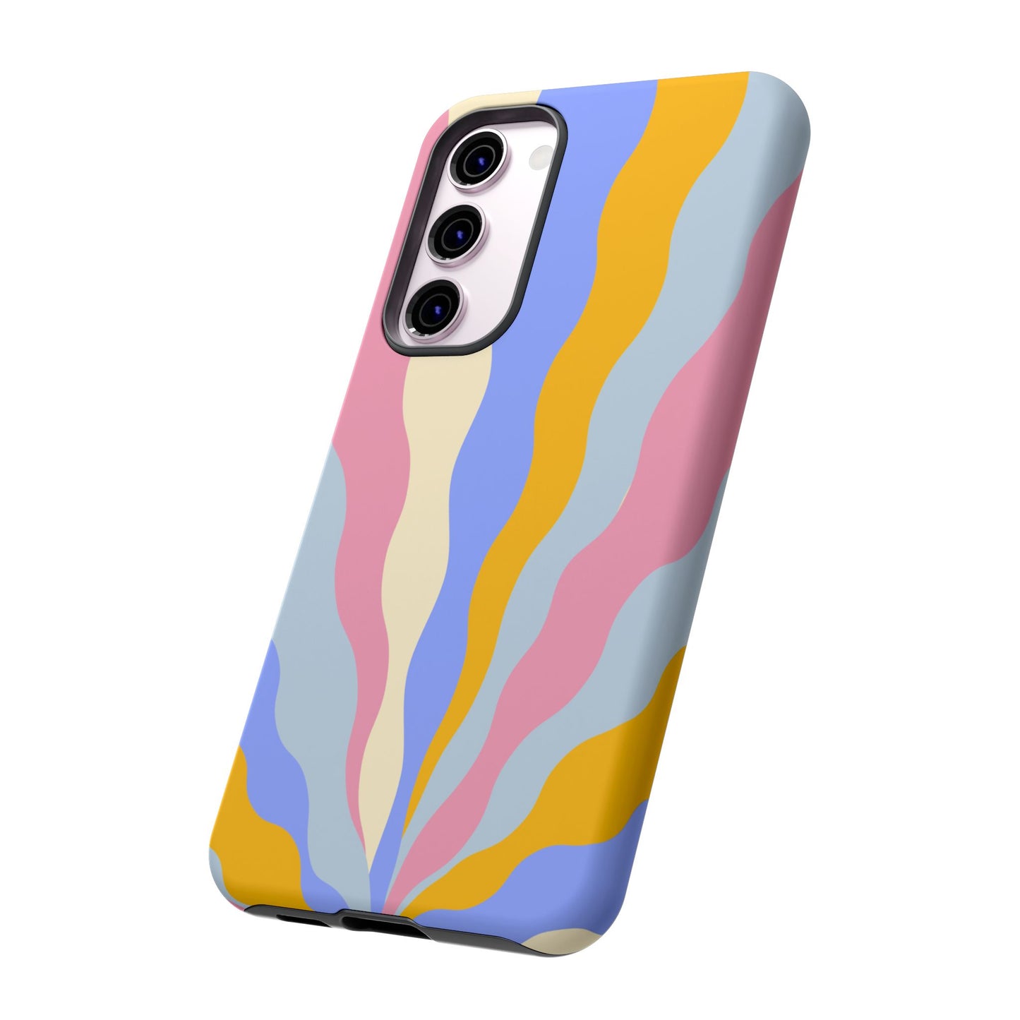 Pastel Radiance Samsung Galaxy Case – 70s-Inspired Dual-Layer Design with Wavy Sunburst Pattern