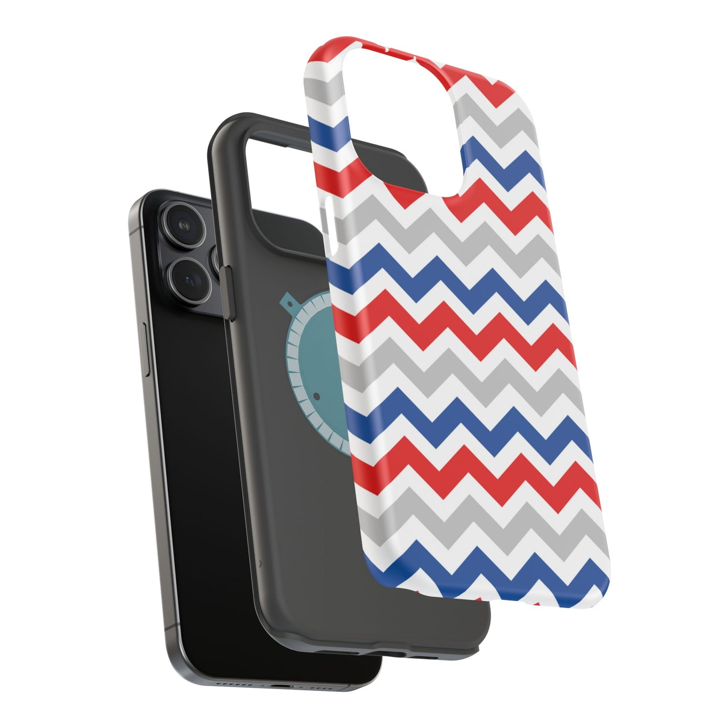 Patriotic Red, White & Blue Chevron – MagSafe Compatible iPhone Case