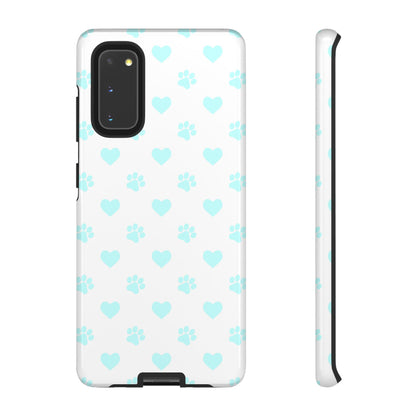 Samsung Galaxy Case - Aqua Paw Print & Heart Design