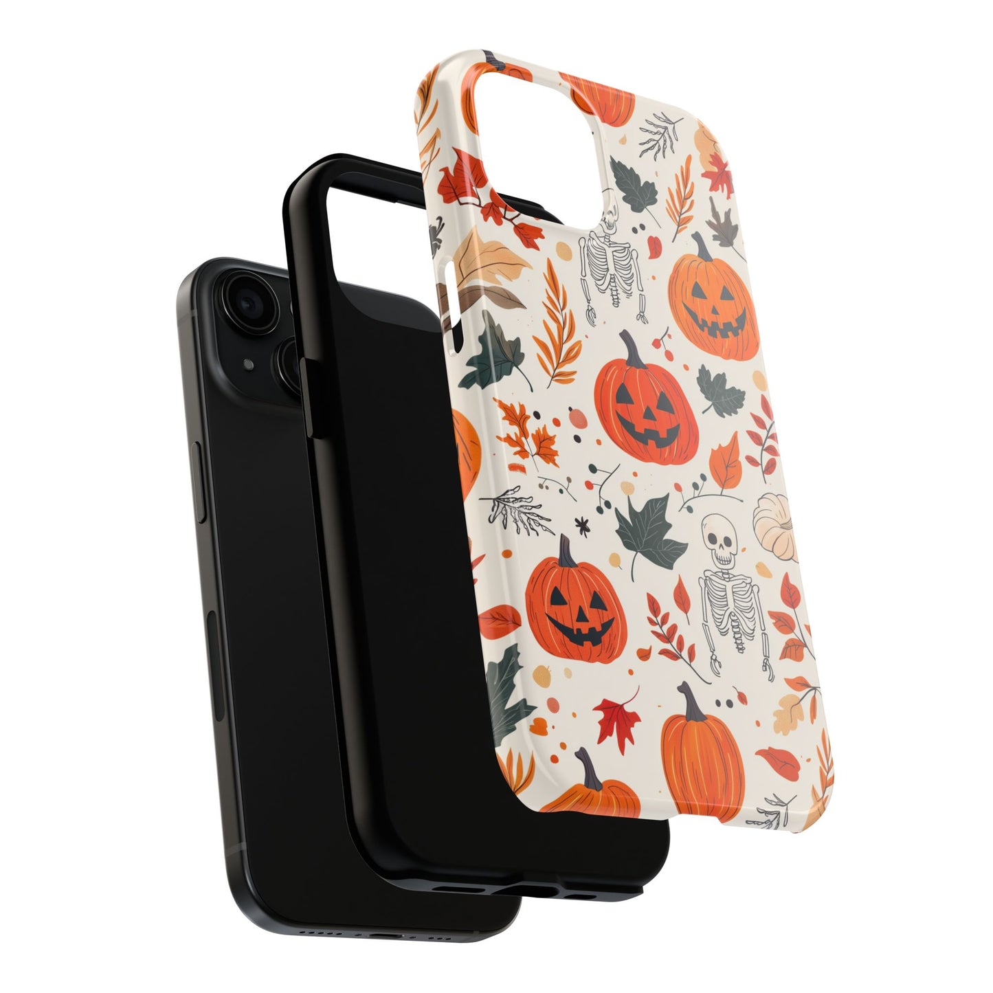 Halloween Pumpkin & Skeleton iPhone Case – Spooky Autumn Design