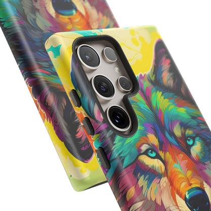 Rainbow Wolf in Bloom – Samsung Galaxy Case with Vivid Nature Design