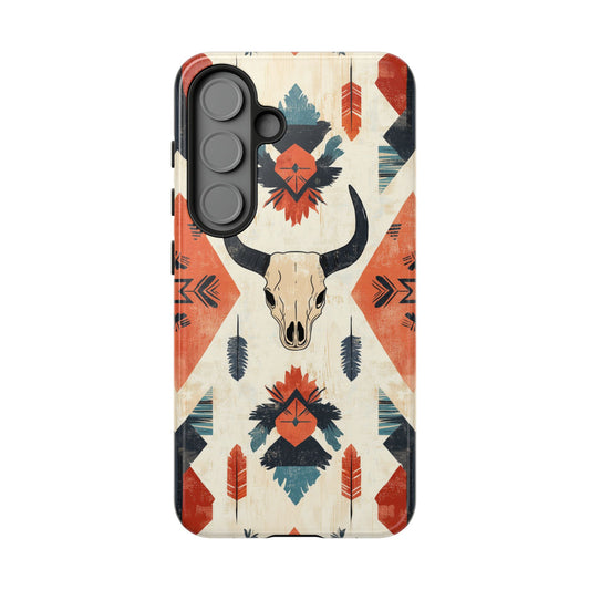 Southwestern Boho Skull Tough Samsung Galaxy Case – Durable Matte Finish, Dual-Layer Protection