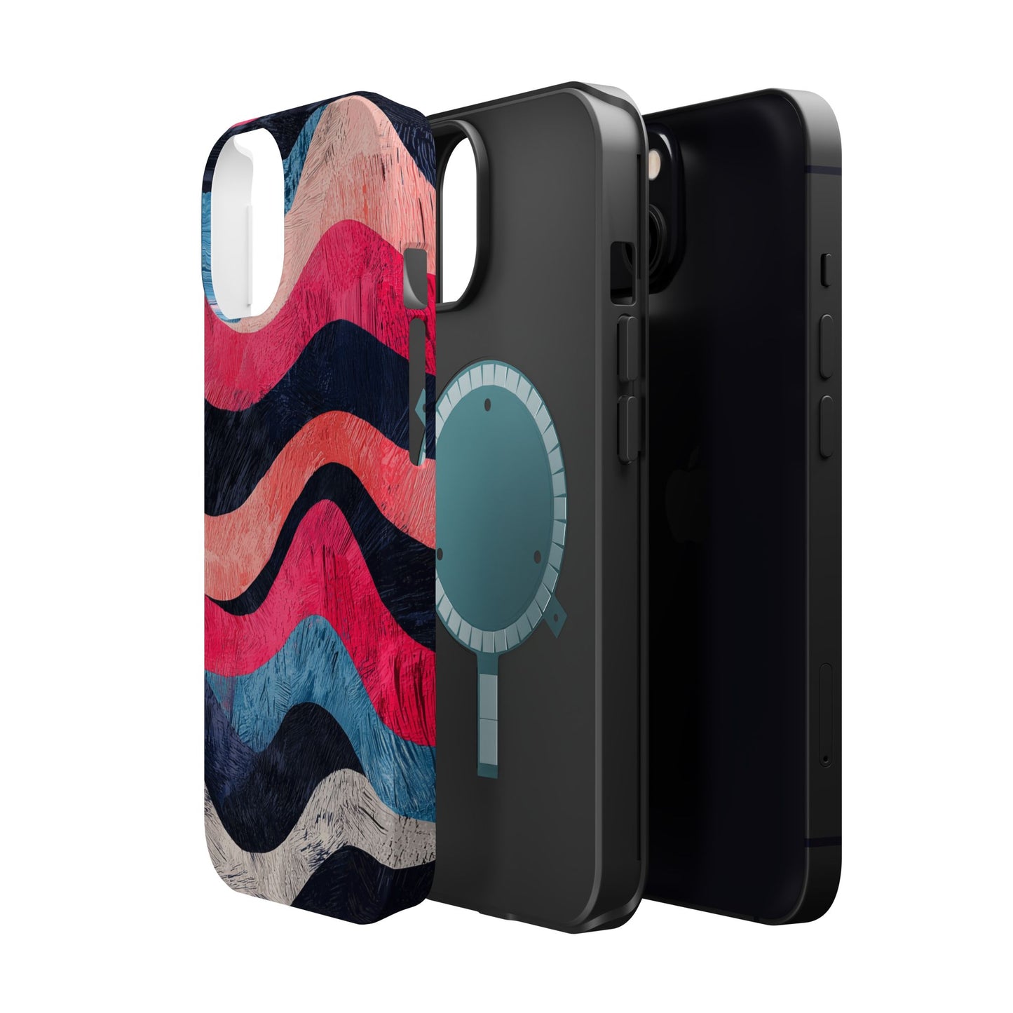 Abstract Wave Pattern MagSafe iPhone Case – Shockproof, Matte Finish, Dual-Layer Protection