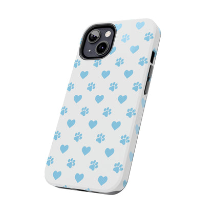 Blue Paw Prints & Hearts – Adorable and Durable iPhone Case for Pet Lovers