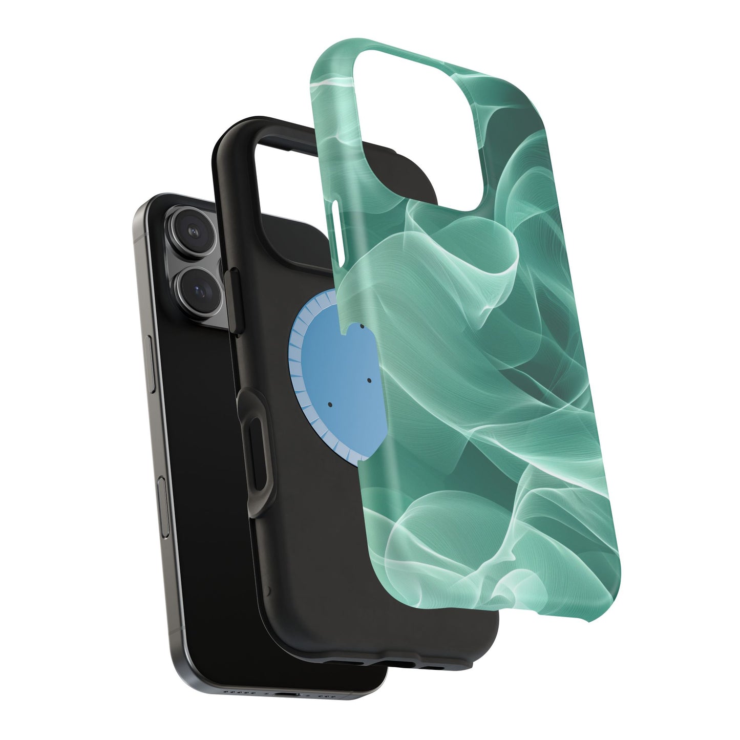 Emerald Flow MagSafe iPhone Case – Translucent Green Fabric-Inspired Design