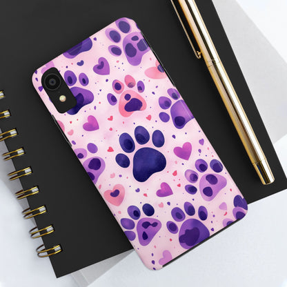 Purple Paw Print iPhone Case - Playful Pet Lover’s Protective Cover