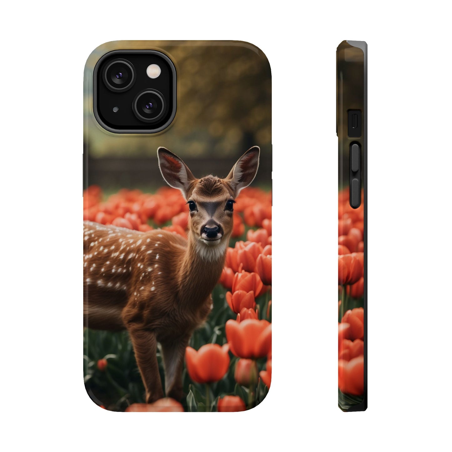 Fawn Among Tulips MagSafe iPhone Case