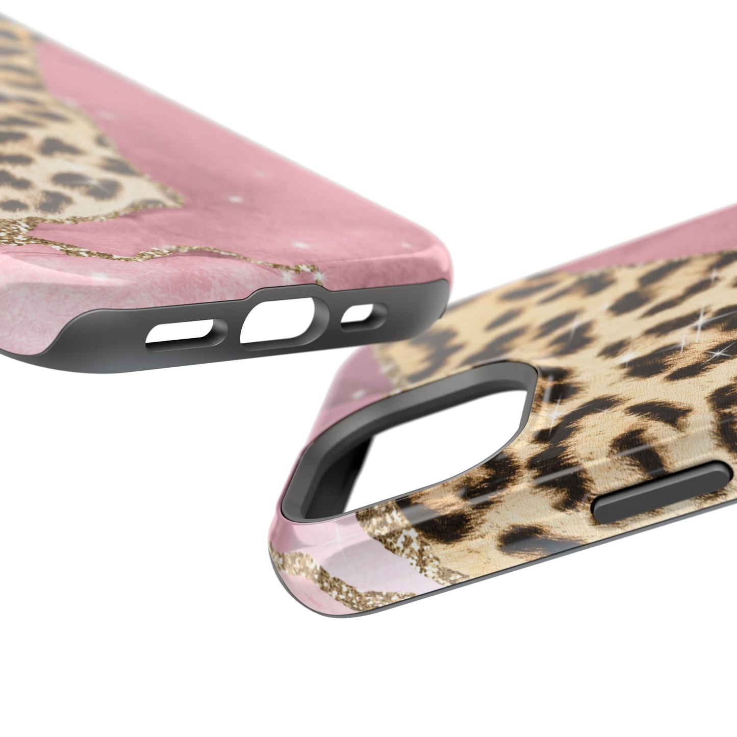 Pink Glam Leopard - MagSafe iPhone Series Case with Glitter Accents