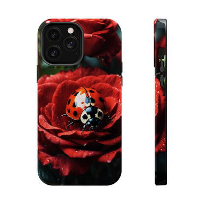 Elegant Rose & Ladybug Charm - MagSafe iPhone Case