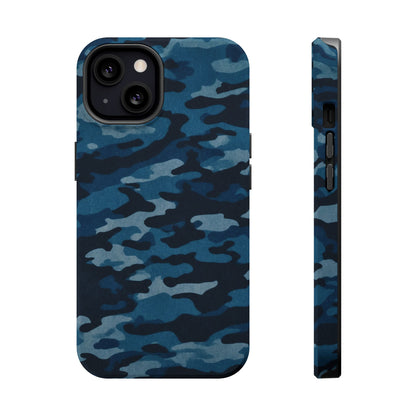 Dark Blue Camouflage – MagSafe iPhone Case with Modern Rugged Style