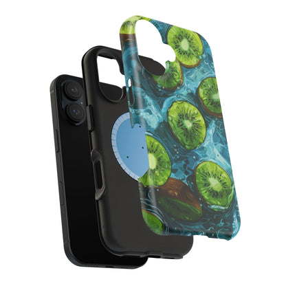 Tropical Kiwi Splash MagSafe iPhone Case – Tough Dual-Layer, Vibrant Summer Design