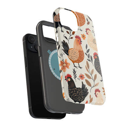 MagSafe iPhone Case: Cluckin' Vintage – Chickens & Leaves