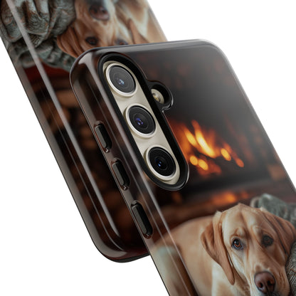 Cozy Labrador by Fireplace Samsung Galaxy Case – Rustic Cabin Protective Cover