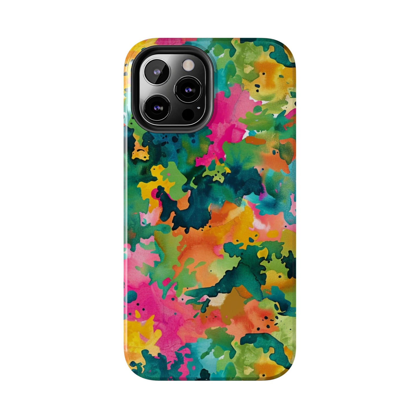 Vibrant Watercolor Splash iPhone Case – Bold Multicolor Artistic Design