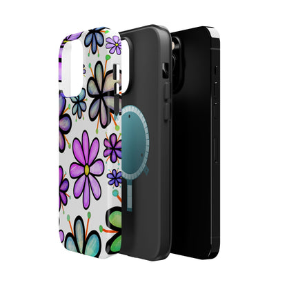 Whimsical Lavender Floral MagSafe iPhone Case – Ultra-Slim, High-Gloss Finish