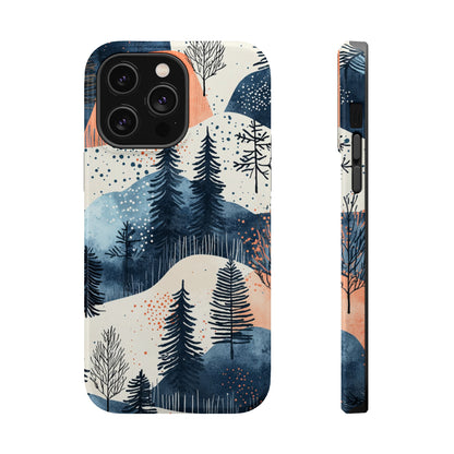 Winter Forest MagSafe iPhone Case | Watercolor Trees & Mountains