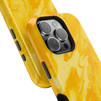 Luxe Yellow Marble MagSafe iPhone Case – Bold Golden Elegance with Magnetic Precision