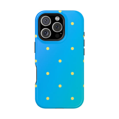 Blue Ocean Gradient Polka Dots MagSafe iPhone Case – Shockproof, Smooth Matte Finish, Dual-Layer Design