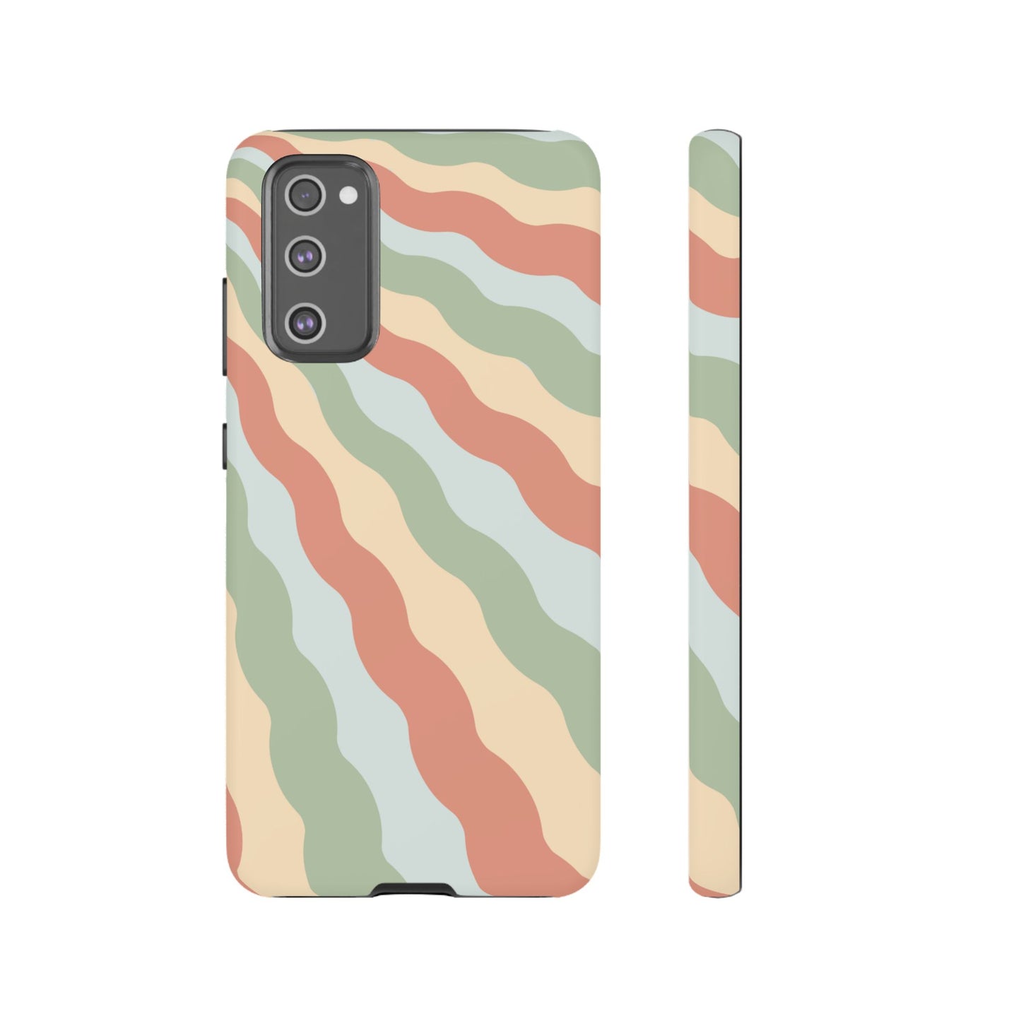 Earthy Retro Waves Samsung Galaxy Case – 70s-Inspired Wavy Stripes in Soft Green, Cream, and Rust