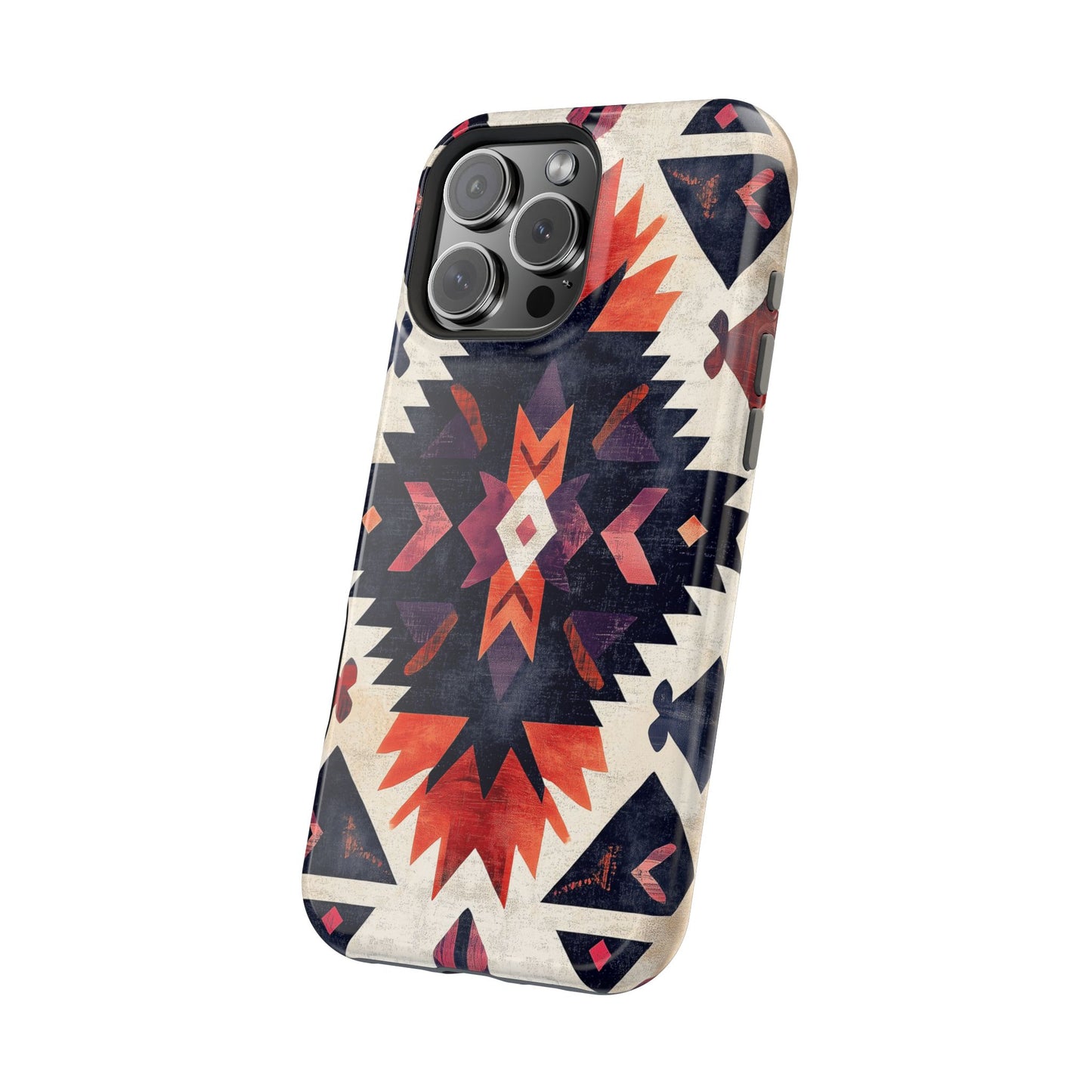 Boho Tribal Starburst Tough MagSafe iPhone Case – Vibrant Geometric Design, Dual-Layer Protection